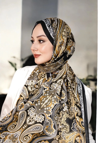 Rose Model Retro Şal - Siyah - Camel