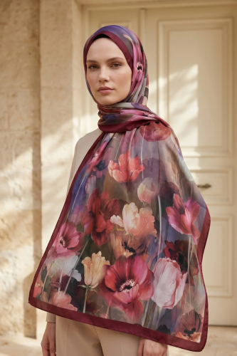 Spring Model Retro Desen Şal Lale - 11