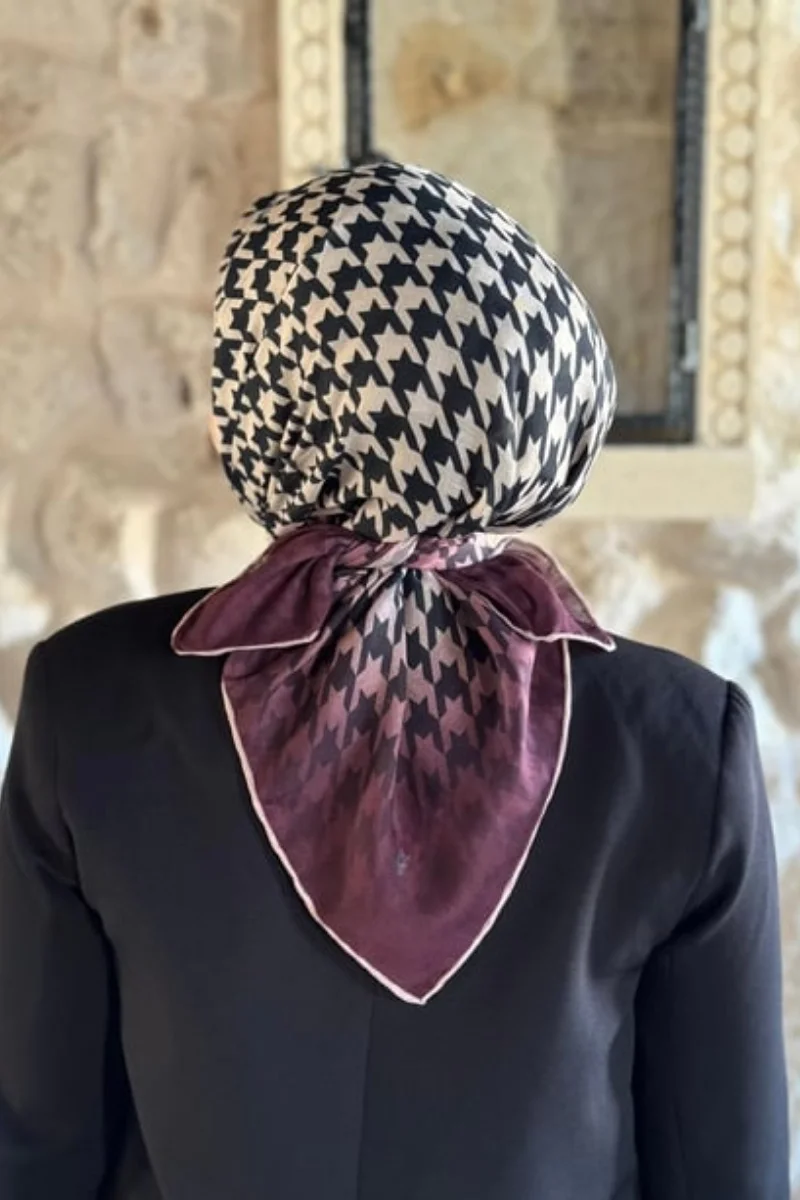 Kazayağı Desen Eşarp Pamuk Soft - Mürdüm