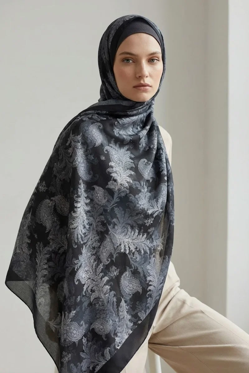 Fleur Model Retro Desen Şal - 6
